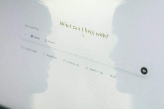 An LLM input interface with human silhouettes overlayed on either side