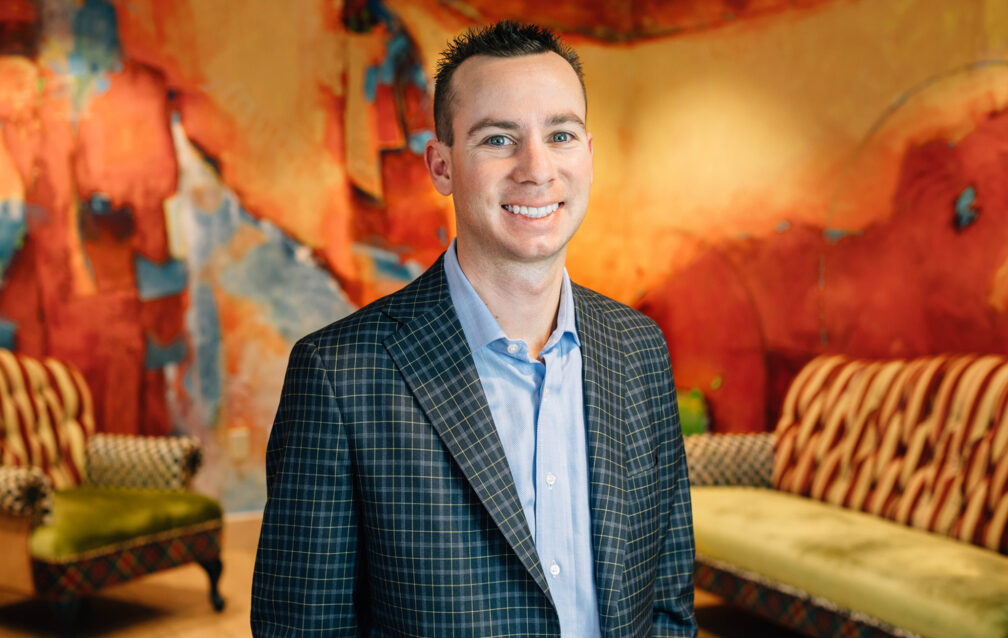 Jordan Dixon in the Dixon Schwabl + Company office