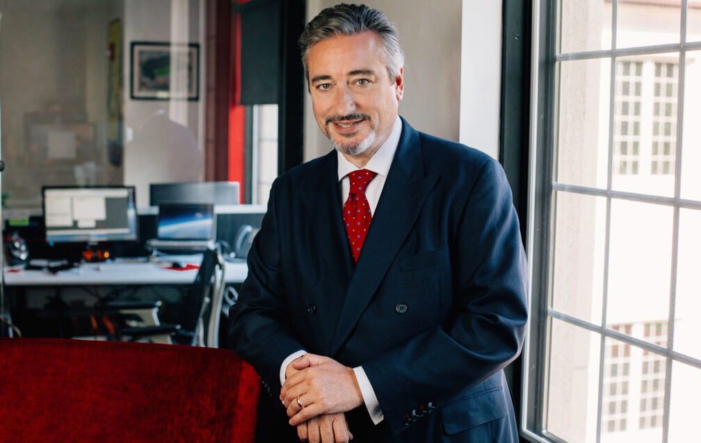 Mike Schwabl in the Dixon Schwabl + Company office