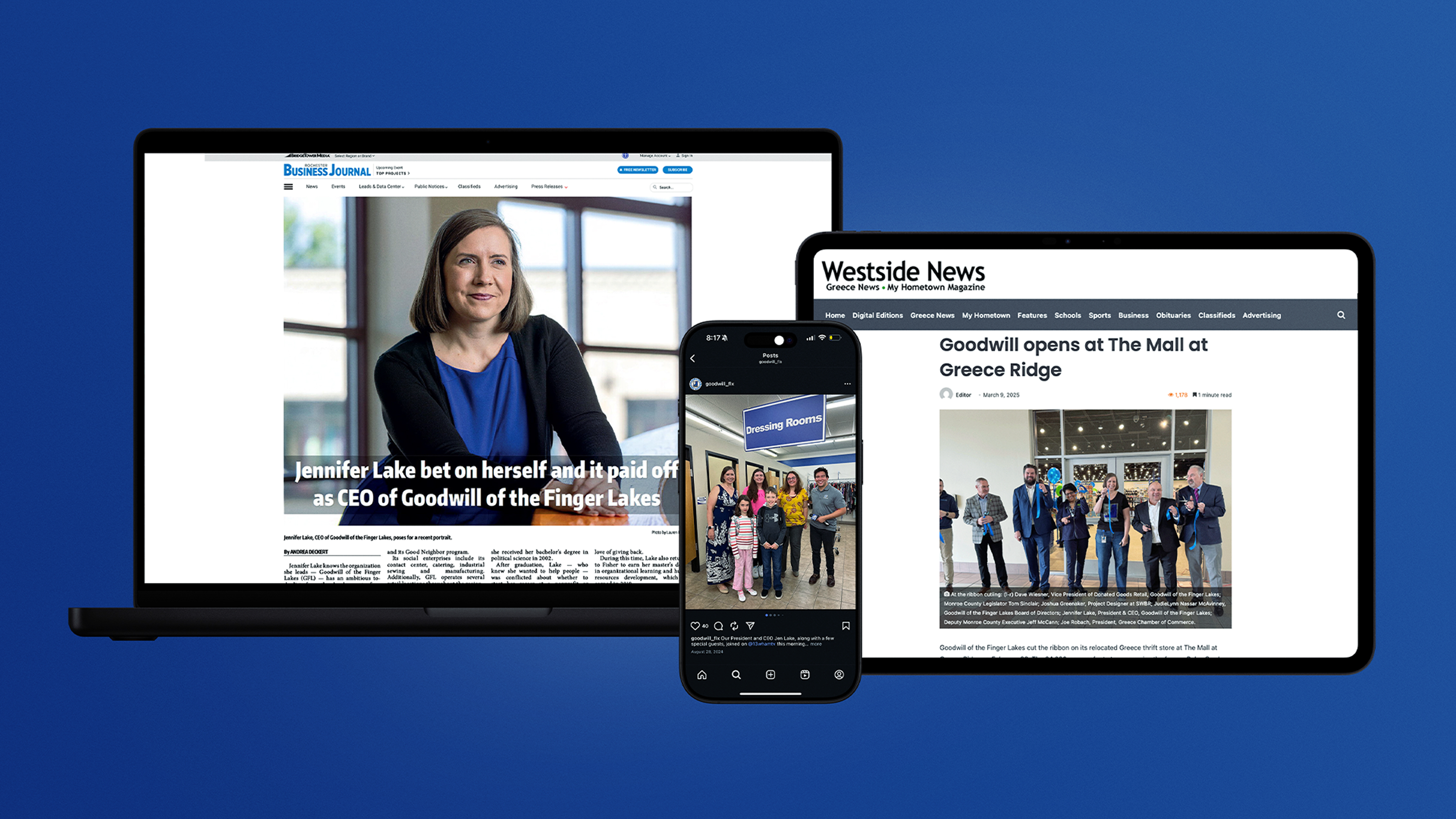 Social media and press coverage on the Goodwill of the Finger Lakes