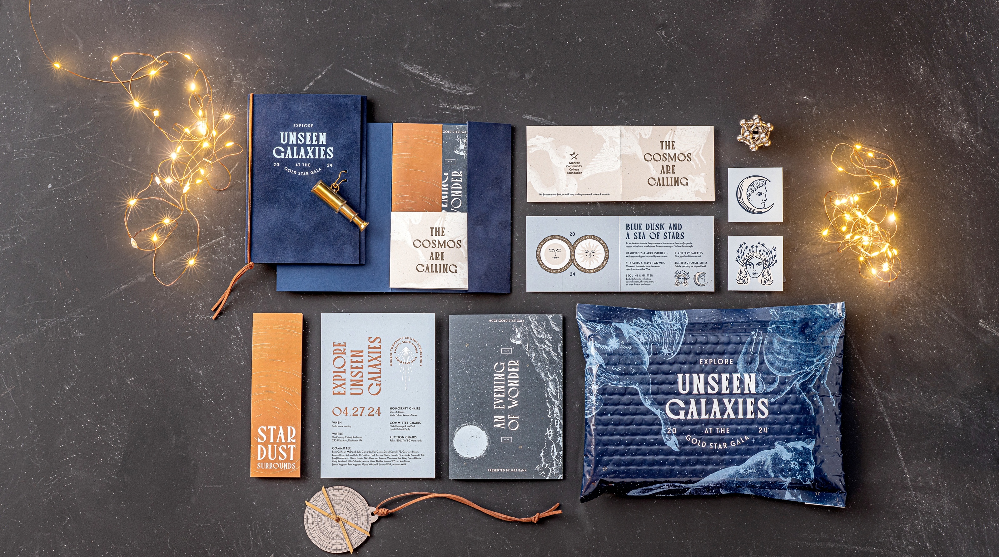 The full contents of the 2024 Monroe Community College Foundation Gold Star Gala invitation